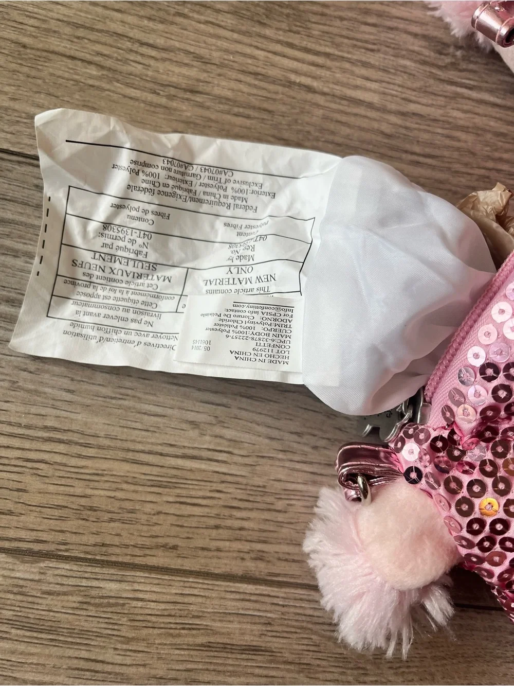 Poochie & Co. Bubblegum Pink Plush Poodle Purse with Sequins. Zips open EC